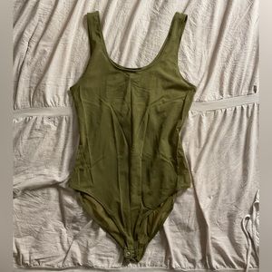 Army Green Mesh Tank Bodysuit | Forever 21